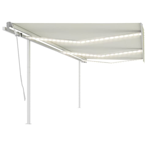 ZNTS Manual Retractable Awning with LED 6x3.5 m Cream 3070082