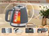Stainless Steel Kettle and Toaster Set, 1.7L 3000W Rapid Boil Jug Kettle with UK Strix Thermostat, T3398P378833