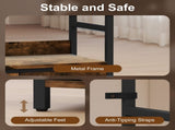 Industrial Style Bookcase, with 4 Shelves and 3 Fabric Drawers - Brown/Black T3398P423870