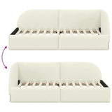 Corner Bed Frame with Headboard Cream 80 cm x 200 cm Velvet 42016633