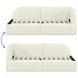 Corner Bed Frame with Headboard Cream 100 x 200 cm Velvet 42016663