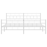 Metal Bed Frame without Mattress with Footboard White 180x200cm 355730