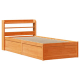 Bed Frame with Headboard Wax Brown 100x200 cm Solid Wood Pine 3307091
