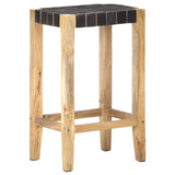 Bar Stools 2 pcs Black Real Leather 75 cm 321835