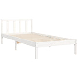 Bed Frame without Mattress White Single Solid Wood Pine 3193042