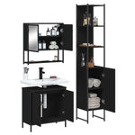 ZNTS 3 Piece Bathroom Furniture Set Black Engineered Wood 3214680