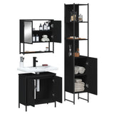 ZNTS 3 Piece Bathroom Furniture Set Black Engineered Wood 3214680