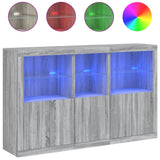 Sideboard with LED Lights Grey Sonoma 162x37x100 cm 3209147