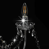 Chandelier with Beads Silver 8 x E14 Bulbs 281606