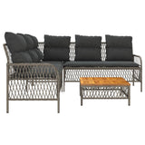 2 Piece Garden Sofa Set with Cushions Grey Poly Rattan 368734