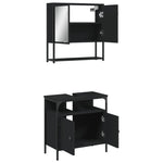 ZNTS 2 Piece Bathroom Furniture Set Black Engineered Wood 3214655