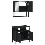 ZNTS 2 Piece Bathroom Furniture Set Black Engineered Wood 3214655