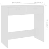 Desk White 80x40x75 cm Engineered Wood 801355