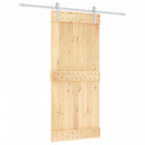 Sliding Door with Hardware Set 90x210 cm Solid Wood Pine 3203029