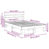 Bed Frame with Headboard without Mattress 120x200 cm Solid Wood Oak 3315721