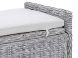 Storage Bench with Cushion White Wash 110 x 40 x 50 cm Rattan 42011574