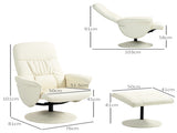 Swivel Recliner Chair with Footstool, PU Leather Armchair and Ottoman with High Back and Round Base T3398P344819