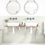 Basin Shelf Wall Mounted Steel and Solid Wood Acacia 3302682