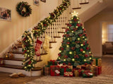 6FT Green Warm White Fiber Optic Christmas Tree with 230 Tips, Star, Pine Cone & Red Berry 35261945
