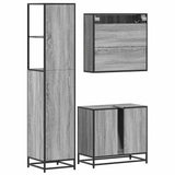 3 Piece Bathroom Furniture Set Grey Sonoma Engineered Wood 3301128