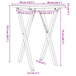 ZNTS Dining Table X-Frame 50x50x75.5 cm Solid Wood Pine and Steel 3282757