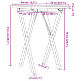 ZNTS Dining Table X-Frame 50x50x75.5 cm Solid Wood Pine and Steel 3282757