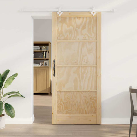 Sliding Door Manual Natural and white 93 x 211 cm 3333572