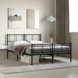 Metal Bed Frame without Mattress with Footboard Black 120x200cm 372195