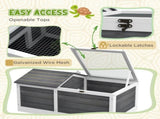 Wooden Tortoise House, Small Pet Reptile Shelter, with Hide Den and Run - Grey T3398P376104