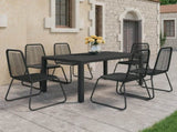 Dining Set Black PVC Rattan, Aluminium, Powder-Coated Steel 3060121