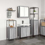 Bathroom Furniture Set with Shelf 3 pcs Grey Sonoma and Black 3328397