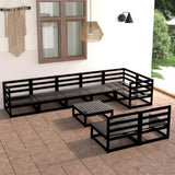 9 Piece Garden Lounge Set Black Solid Pinewood 3075623