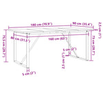 ZNTS Dining Table O-Frame 180x90x75.5 cm Solid Wood Pine and Cast Iron 3282744