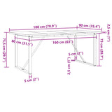 ZNTS Dining Table O-Frame 180x90x75.5 cm Solid Wood Pine and Cast Iron 3282744