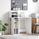 Desk with Shelf White 90 x 48 x 101.5 cm Engineered Wood 869522