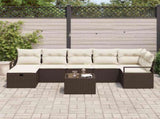 Sofa Set with Cushion Manual 8 pcs Brown and Cream Poly Rattan 3359207