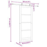 Sliding Door Natural and Black 86 x 211 cm Solid Pine Wood 3445457