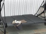 3 Seater Canopy Swing Chair, 2 in 1 Garden Swing Seat Bed, with Adjustable Canopy and Metal Frame, T3398P314658