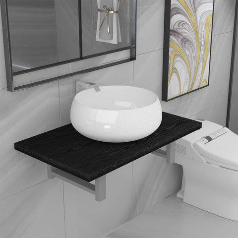 ZNTS Two Piece Bathroom Furniture Set Ceramic Black 279338