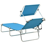 ZNTS Folding Sun Lounger with Canopy Blue Aluminium 310362