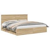 Bed Frame with Drawer Sonoma Oak 200 x 200 cm Engineer Wood 3411084