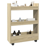 ZNTS Narrow Storage Trolley 3 Tier Sonoma Oak Engineered Wood 855252