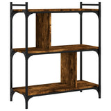 Bookcase 3-Tier Smoked Oak 76x32x88 cm Engineered Wood 833932