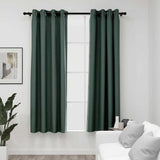 ZNTS Linen-Look Blackout Curtains with Grommets 2pcs Green 140x175cm 321184