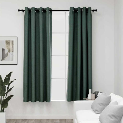 ZNTS Linen-Look Blackout Curtains with Grommets 2pcs Green 140x175cm 321184