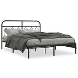 Metal Bed Frame without Mattress with Headboard Black 150x200cm 377119