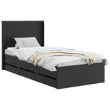 Bed Frame with Storage and Headboard Black 100 x 200 cm 3413972