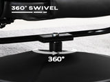 Swivel Recliner Chair with Footstool, PU Leather Recliner Armchair with Ottoman, Steel Base, T3398P377933