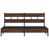 ZNTS Metal Bed Frame without Mattress Brown Oak 183x213 cm 3308509