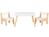 White & Wood Tone Kids Table and 2 Chairs Set, MDF, 60*60*44cm 11132323